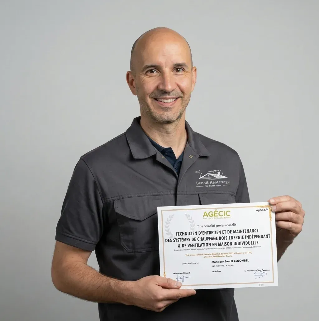 Benoît Colombel avec son diplôme TEMCV